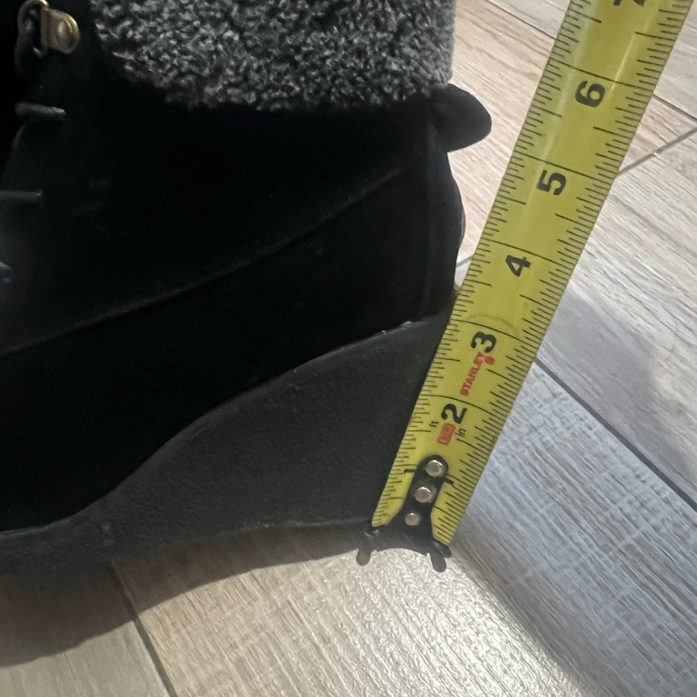 Women's Black suede Wedge Ankle Boots/booties - Picture 7 of 7